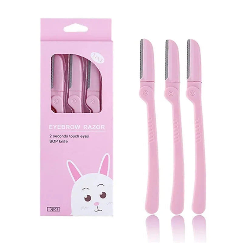 Folding Eyebrow Razor Women Multipurpose Eye Brow Shaping Shaver Zpaxo 3Pcs Pink