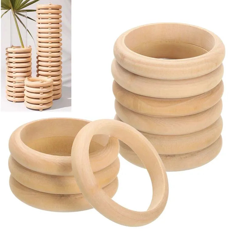 Unfinished Wooden Rings for Macrame, DIY Crafts & Jewelry Wood Craft Rings Zpaxo