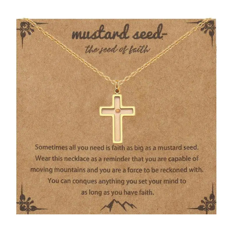 Christian Mustard Seed Gold Stainless Steel Pendant Faith Silver Chain Zpaxo A3