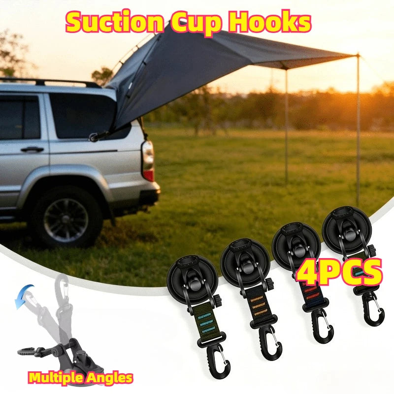 2/4Pcs RV Suction Hooks Bathroom Suction Cup Hook Car Tent Suction Cup Buckles Side Awning Anchor Hooks Durable Secure Fasteners Zpaxo