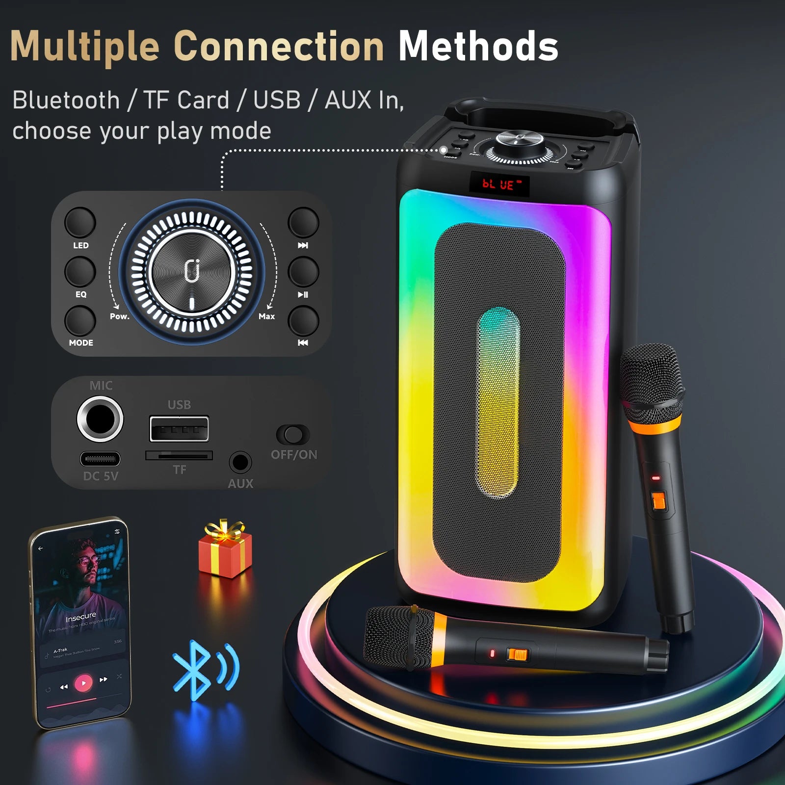 T25 Karaoke Machine Adult Bluetooth Speaker Microphone Home Party