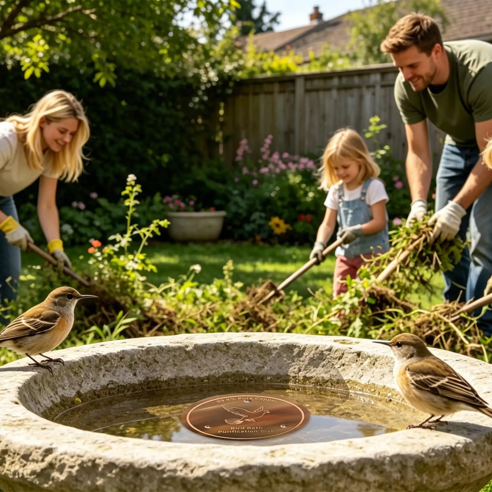 Copper Bird Bath Disc Physical Cleaning Portable Safe Plate