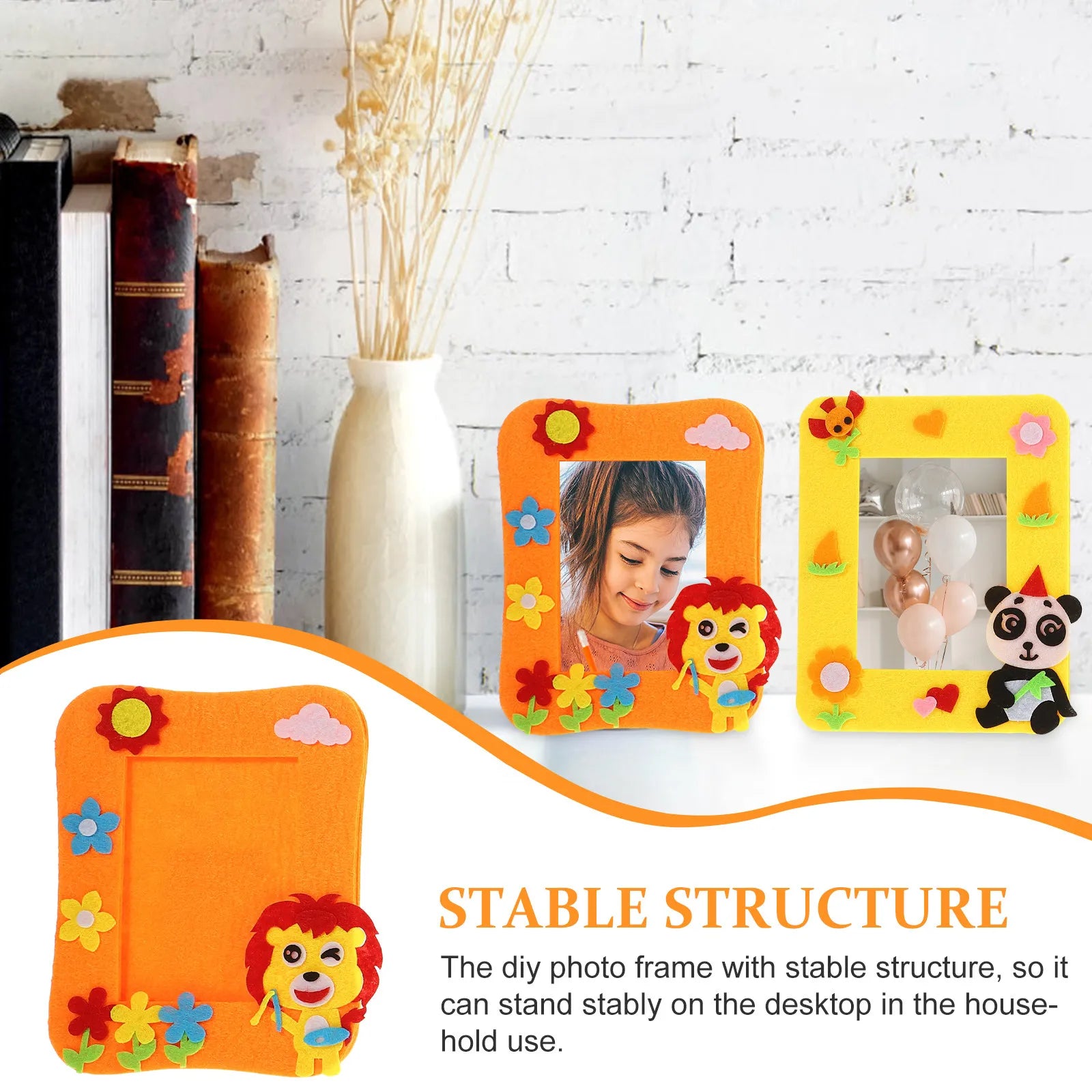 12Pcs DIY Picture Frame Craft Set Stable Desktop Photo Holders for Home Office Kids Creative Craft Projects Decoration