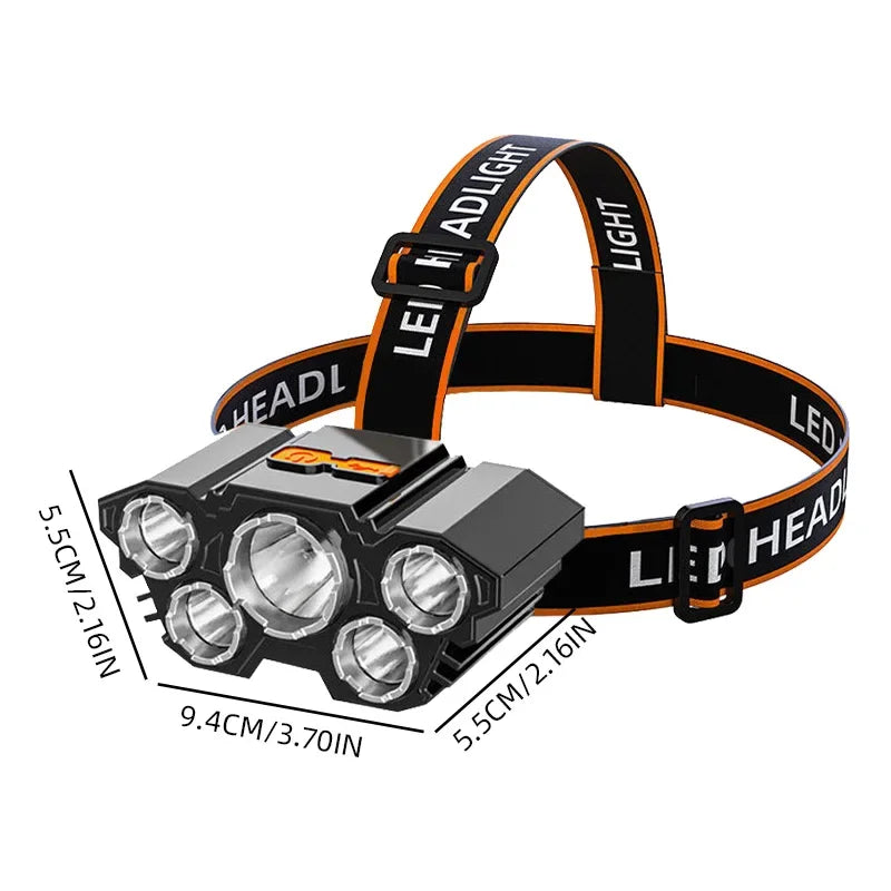 5 LED Rechargeable Headlamp – Camping, Fishing & Hiking
