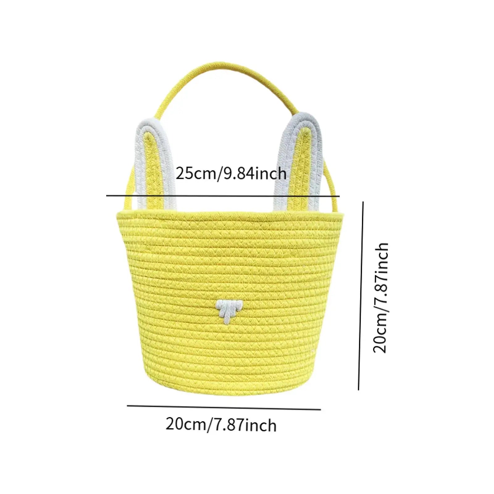 Easter Bunny Basket For Kids Boys Girls Easter Eggs Hunt Basket Reusable Cotton Rope Basket With Rabbit Ears Baby Shower Gifts Zpaxo Yellow