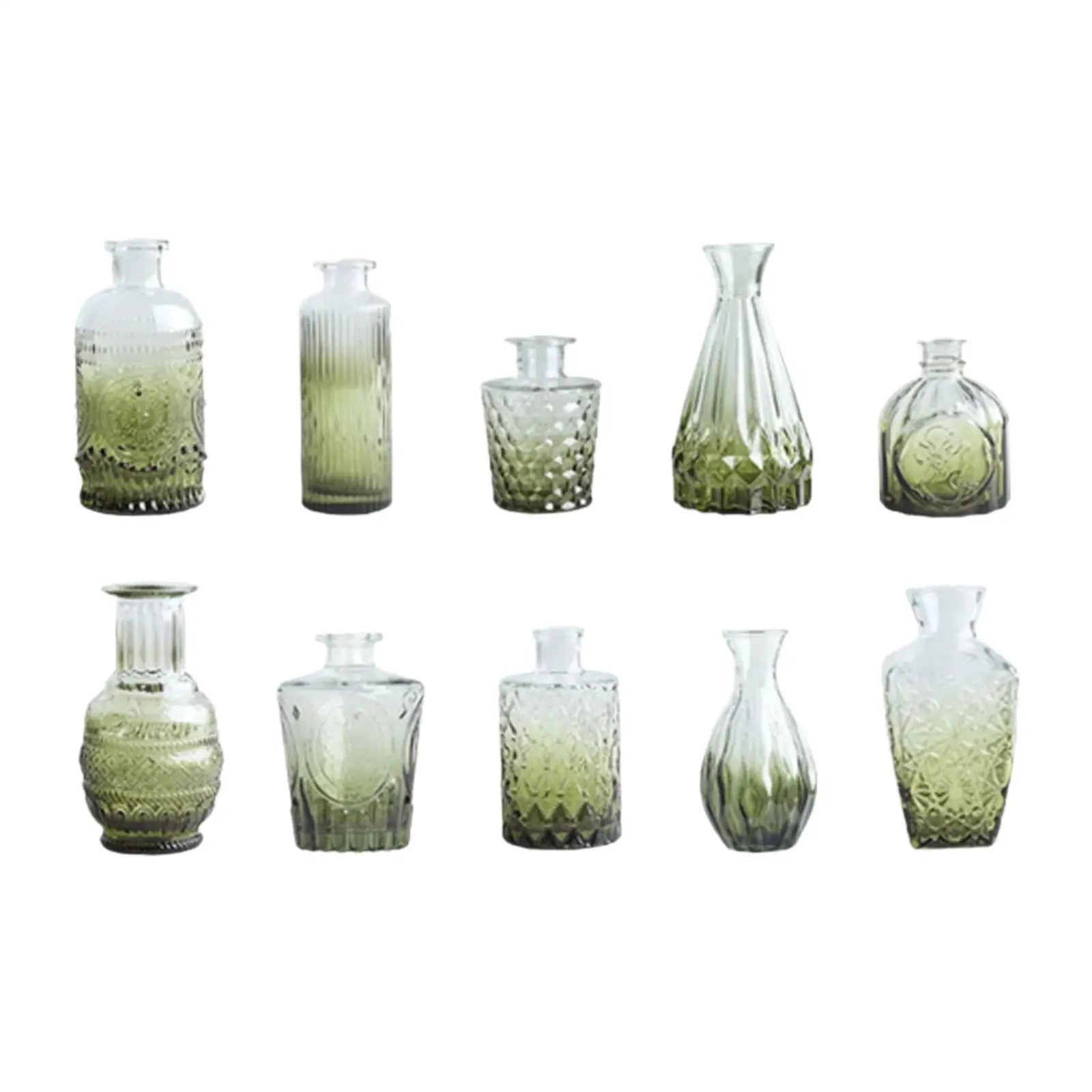 10Pcs Glass Bud Vases Cute Mini Flower Vases Centerpieces Fashion Home Decor Zpaxo Green