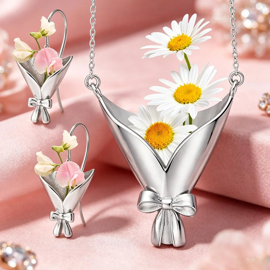 Vase Necklace Fashion DIY Flower Earrings Women Jewelry Pendant Tiny