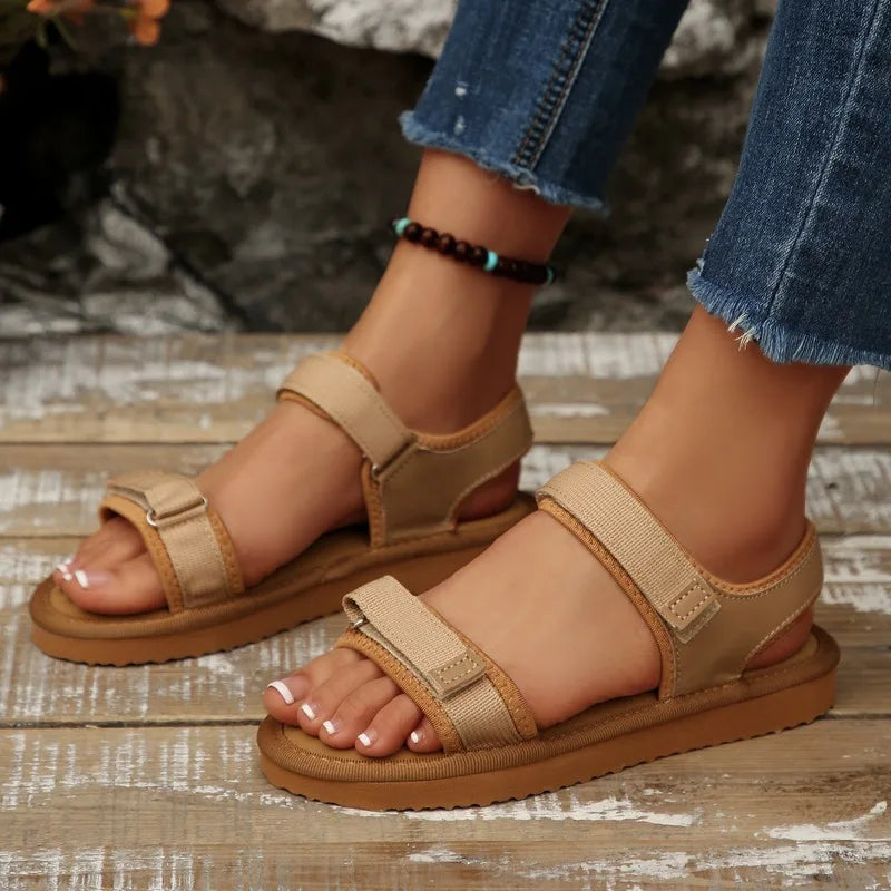 Round Open Toe Women's Summer Vintage Hollow Out Breathable Sandals Zpaxo
