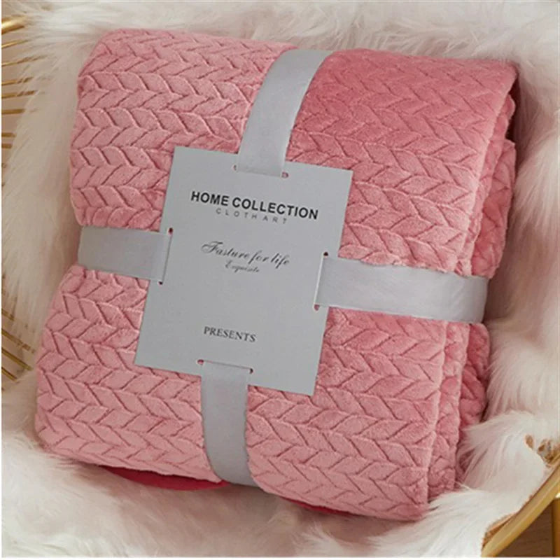 Winter Blanket Children's Home Fluffy Bed Adult Warm Solid Striped