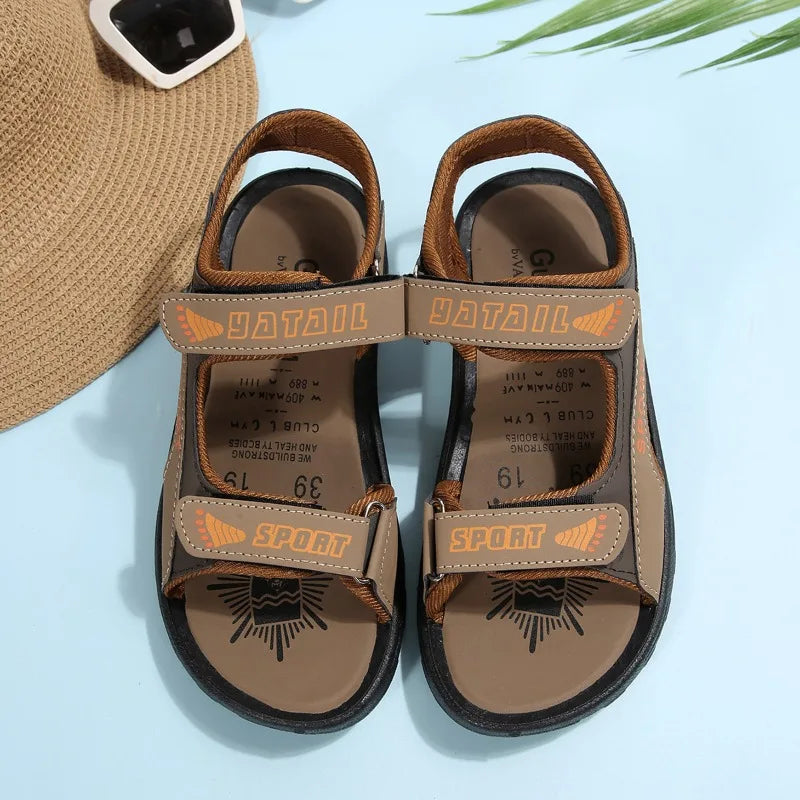 Summer Women's Round Open Toe Hollow Out Breathable Double Velcro Zpaxo