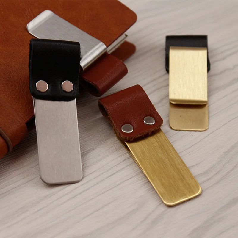 Metal Stainless Steel Pen Clip Retro Holder Notebook Clamp Student Zpaxo