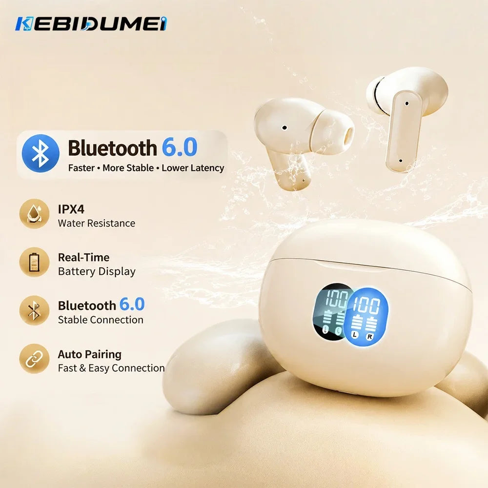 KEBIDUMEI ANC Bluetooth 6 0 Earphones Ear Wireless Earbuds Hifi
