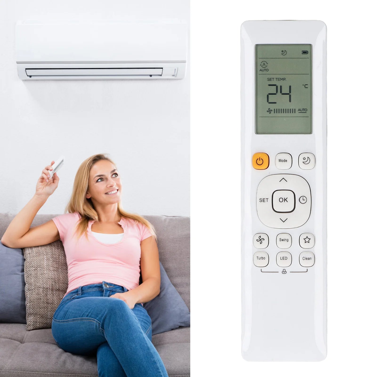 Remote Control for Air Conditioner Comfortable Grip Convenient Switch Easy to Use Replacement Remote Control for Air Conditioner Zpaxo Default Title