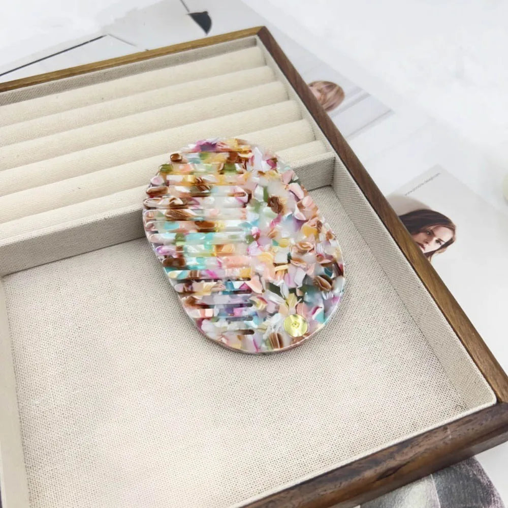 Simple Acetate Makeup Mirror Mini Anti static Mirror comb multifunctional Folding Hair comb Travel Zpaxo E