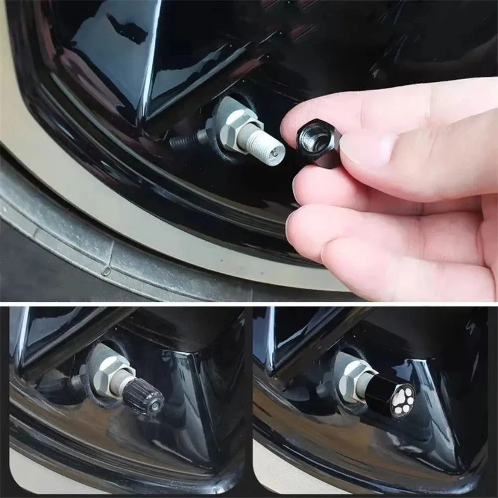 Cat's Paw Universal Fit Tire Valve Covers Cute Decorative Valve Covers Protects Stems Durable Valve Cap Car Zpaxo