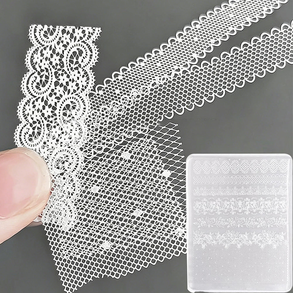 Lace Silicone Mold Nail Art Ultra-thin 3D French Rose Lattice Pattern Zpaxo