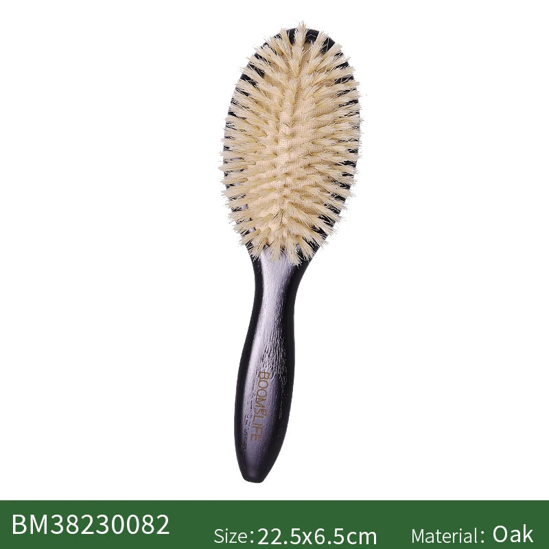 Personalized Boar Bristles Hair Brush Black Color Anti Static Massage HairBrush USA Oak Wood Hair Comb For Long Short Hair Care Zpaxo boar brush