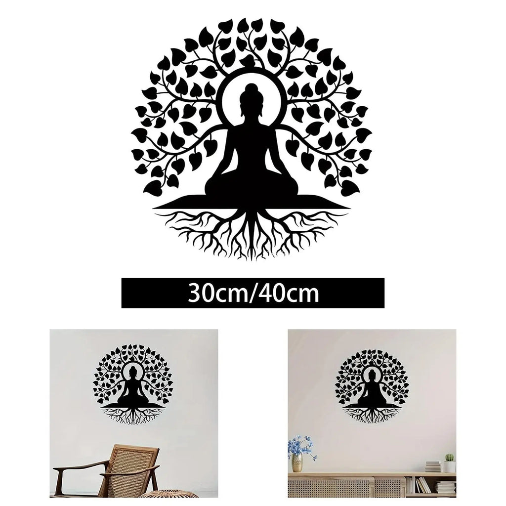 Black Buddha Metal Wall Art – Zen Spiritual Decor | 30 & 40cm Metal Wall Sculpture Zpaxo
