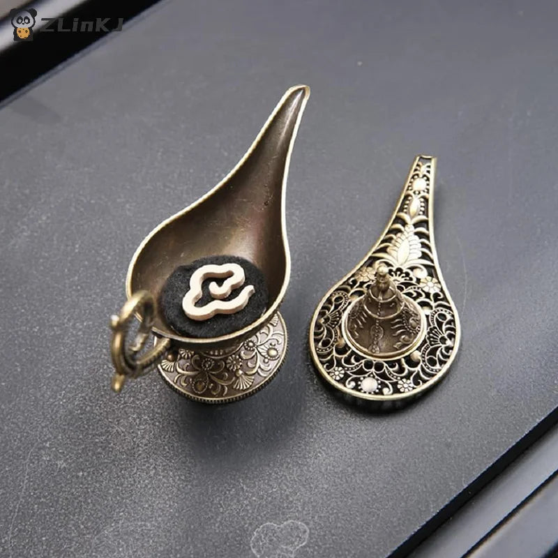 ▶1pce Antique Style Incense Burner Air Purification Metal Aroma Furnace Gifts Wishing Aladdin Lamp Exquisite Home Decoration Zpaxo