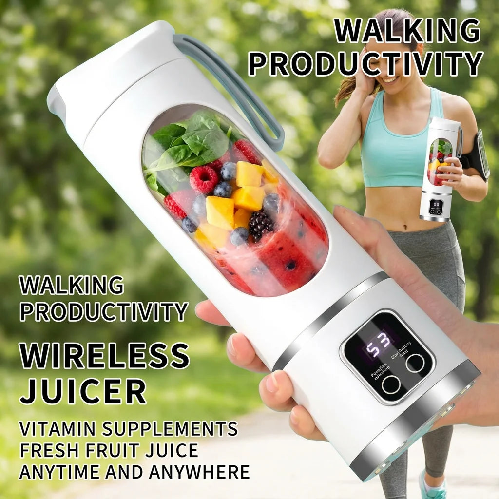 2025 Mini Electric Juicer with Powerful Motor 450ML Large Capacity Digital Display Crushed Ice Household Charging Juice Cup Zpaxo