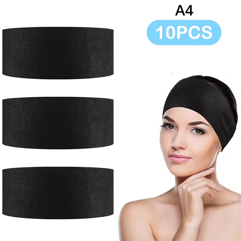 ▶10/50/100pcs Disposable Headbands Spa Salon Facial Headband Black White Pink Elastic Adjustable Magic Tape Skincare Accessory Zpaxo A4