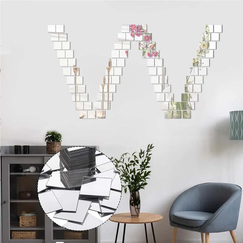100pcs Mini Square Mirrors 1 cm Self-Adhesive Small Square Mirrors Acrylic Mirror Tiles Craft Home Decorative Mosaic Tiles Craft Zpaxo
