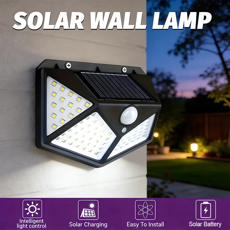 Solar Spotlight Outdoor, 44/100LED PIR Motion Sensor Wall Light, IP65 Waterproof Solar Powered Security Lamp for Garden 1/2/4Pcs Zpaxo