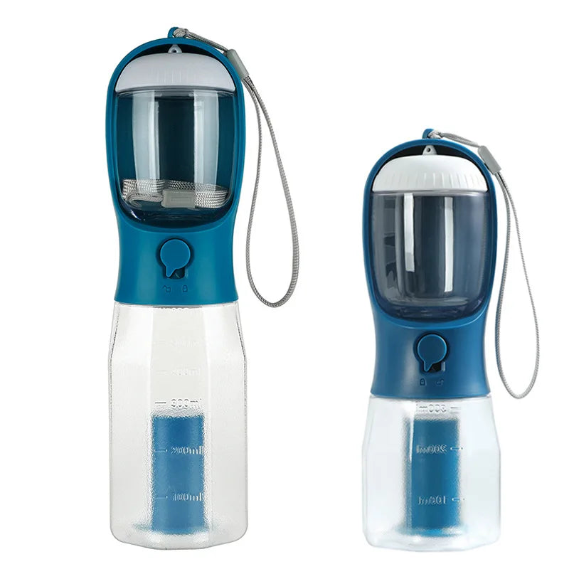 1 Dog Water Bottle Poop Bag Dispenser Portable Pet Feeder Cat Bowl Zpaxo blue 600ML