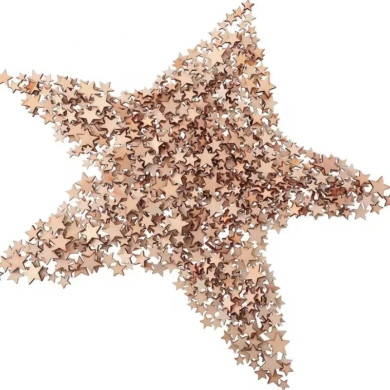 Wooden Star Slices 100/200/300Pcs – Blank DIY Craft Pieces Wood Craft Pieces Zpaxo