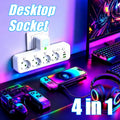 Socket Power Strip Eu with USB Ports Power Strip Multi Plug with 4 Plug 3 USB Port Compatible with Travel Home Smart Zpaxo 2-Black
