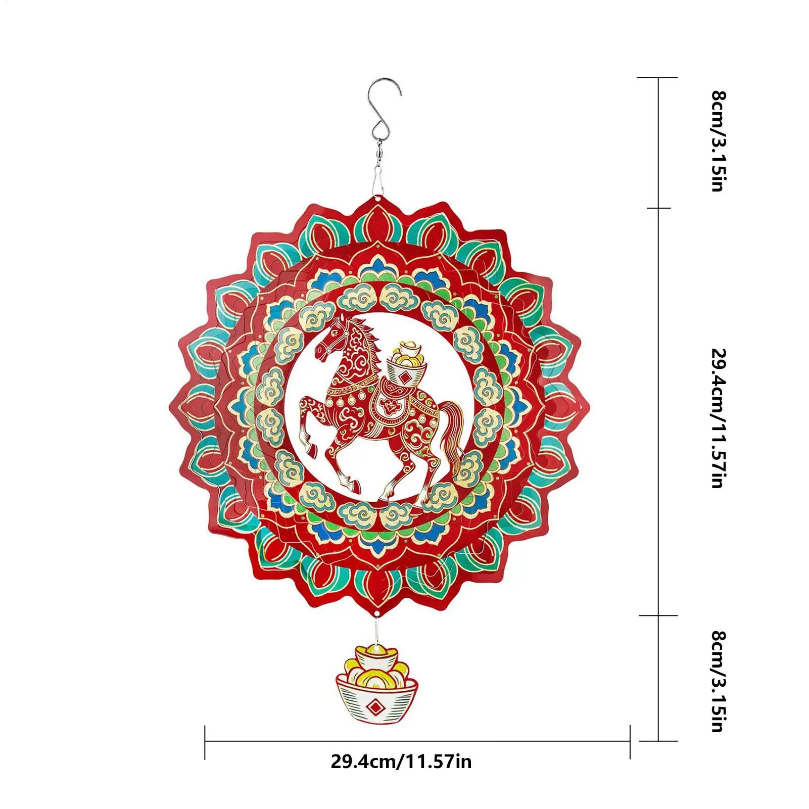 Horse Wind Chimes For Outside 11.57 Inch Stainless Steel Chinese New Year Decor 2026 Horse Year Hangable Pendant For Patio Lawn Zpaxo
