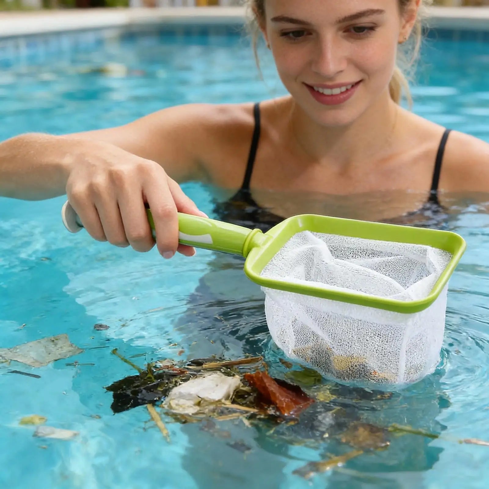 Pool Skimmer Net Fine Mesh Skimmer Scoop Pool Scoop Net with Detachable Handle for Pond Spa Hot Tub Aquarium Tank Backyard Zpaxo