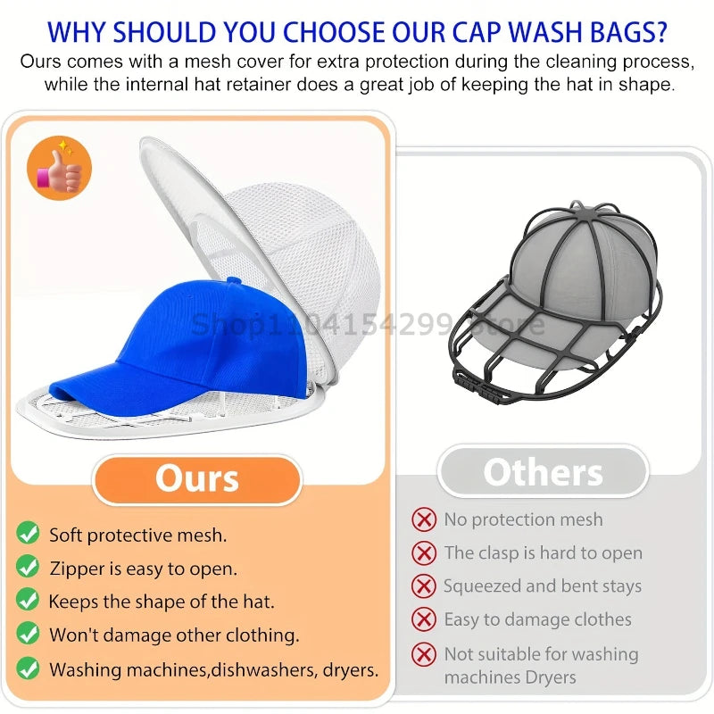 Hats Washing Machine Hat Washing Protector Hat Cleaning Machine Washable Laundry Bag Anti-Deformation Secure Hat Storage Solutio Zpaxo