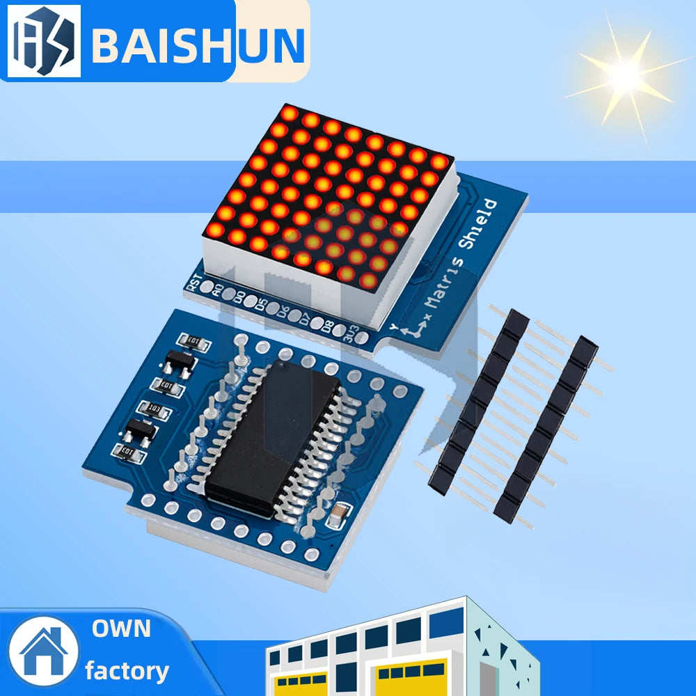 Matrix LED Shield V1.0.0 for WEMOS D1 mini 8x8 Matrix Dot Matrix LED Zpaxo