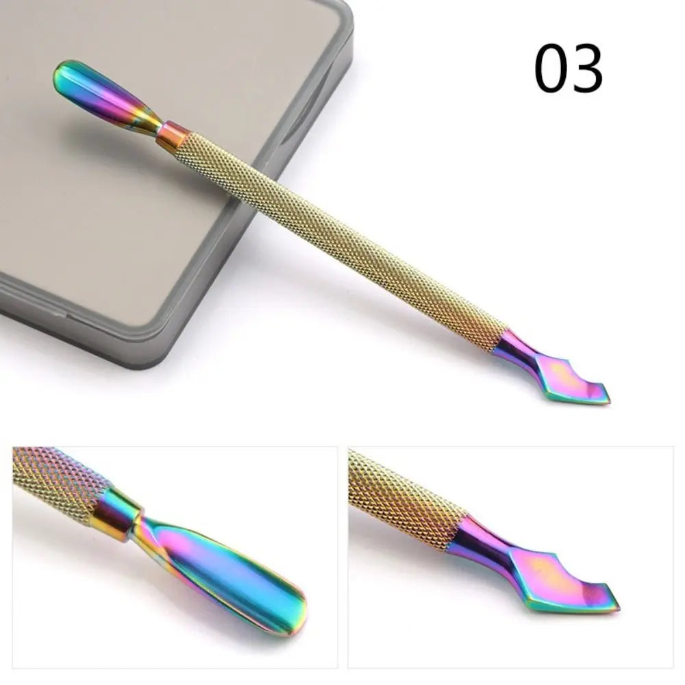 Stainless Steel Cuticle Pusher Double-sided Beveled Dead Skin Remover Zpaxo