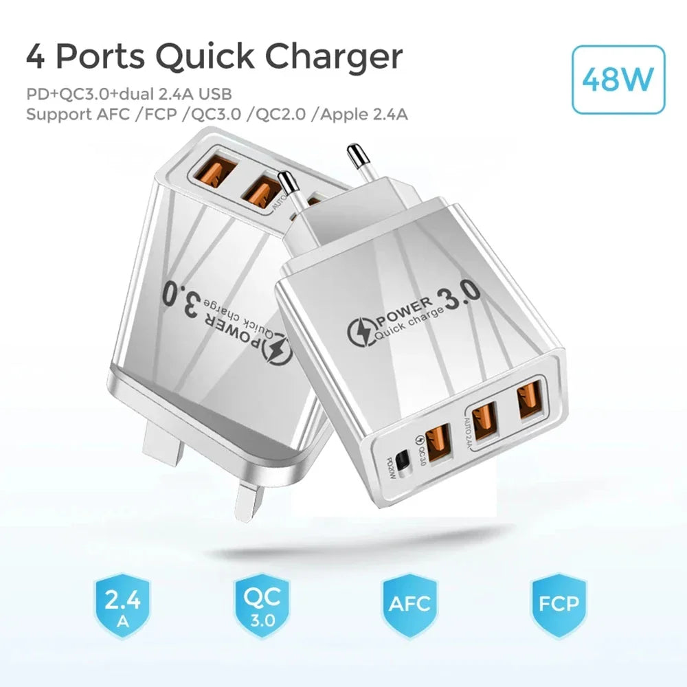 20W USB Charger QC 3.0 Type C PD Fast Charge For iPhone 12 13 Max Samsung S21 Huawei Xiaomi Mobile Phone EU/US Plug Wall Charger Zpaxo