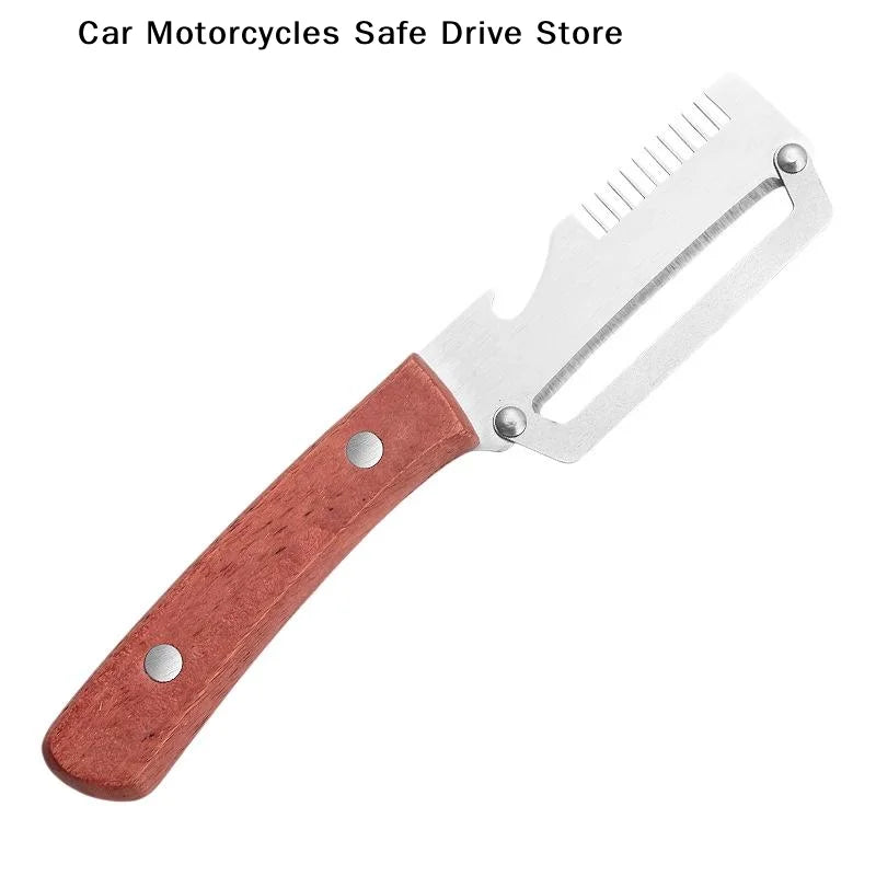 CMMultifunctional Stainless Steel Peeler Wooden Handle 3-in-1