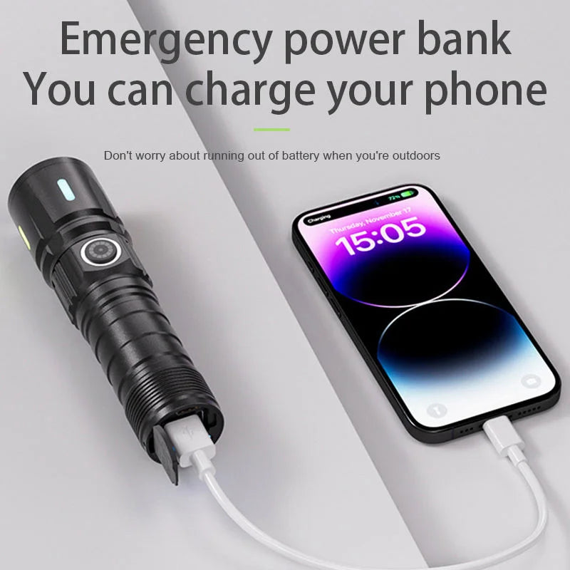 Mikenoon Rechargeable LED Zoom Flashlight | 500m Camping Torch LED Zoom Flashlight Zpaxo