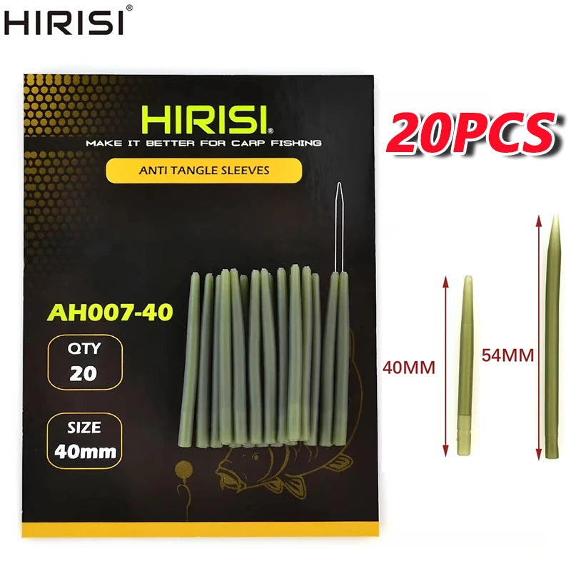 HIRISI 20pcs/20pcsX3 Carp Fishing Anti Tangle Sleeves Connect With Hook Carp Fishing Terminal Tackle AH007 For Outdoor Fishing Zpaxo
