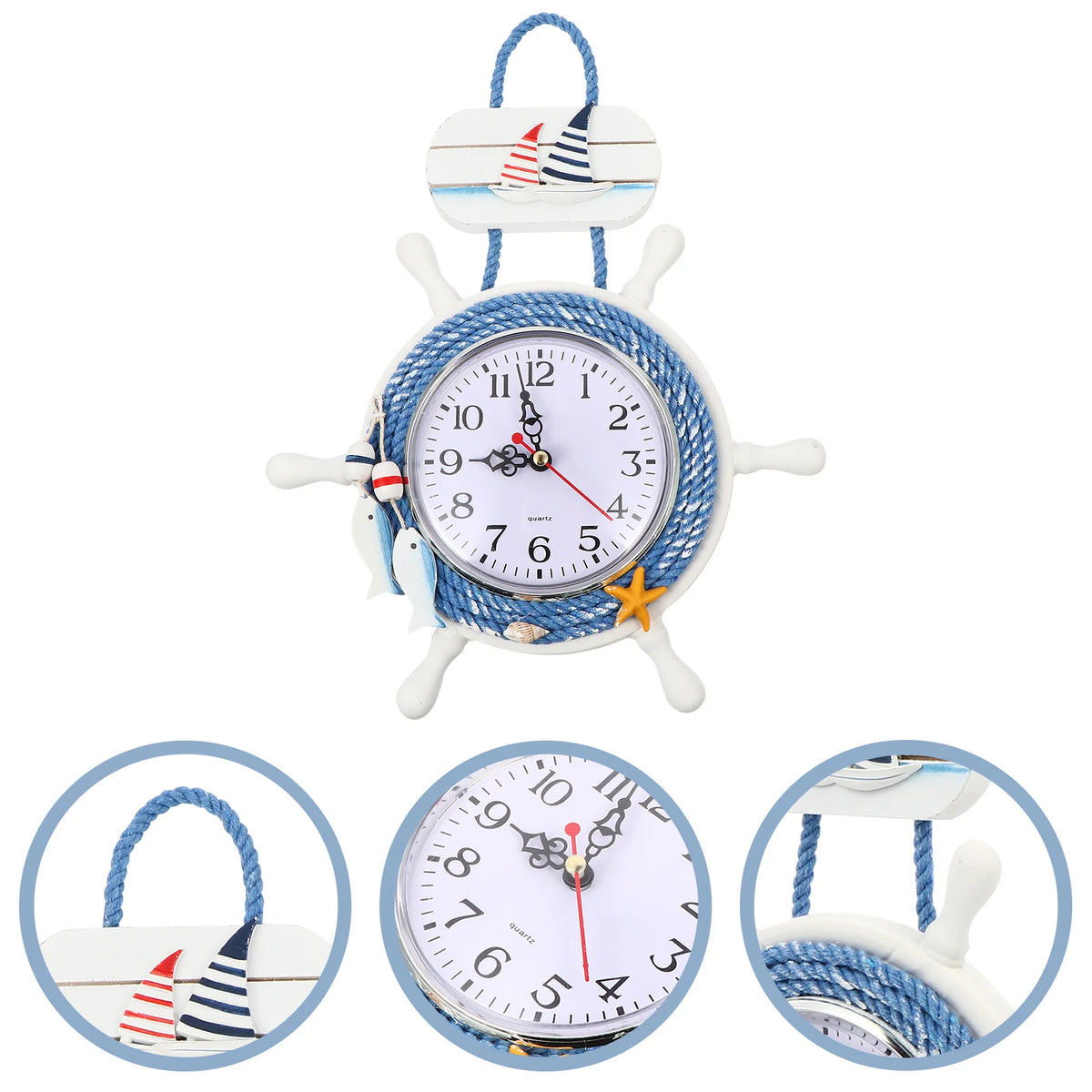 Premium Wooden Rudder Wall Clock Vintage Hanging Silent Decorative Zpaxo