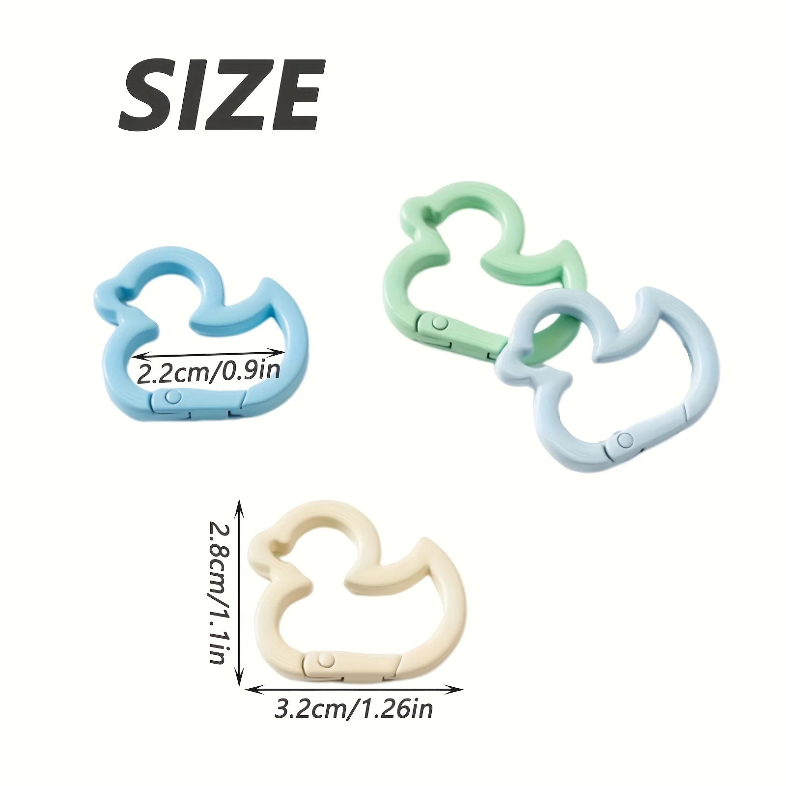 6PCS/12PCS Colorful Duck Outdoor Keychain, Cute Duck Shape Aluminium Alloy Spring Clip Zpaxo