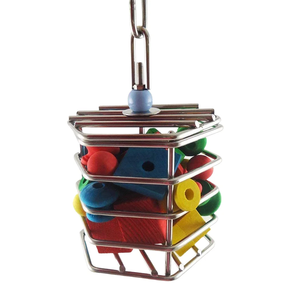 Stainless Steel Hanging Food Cage Pet Birds Parrots Squirrels Macaws