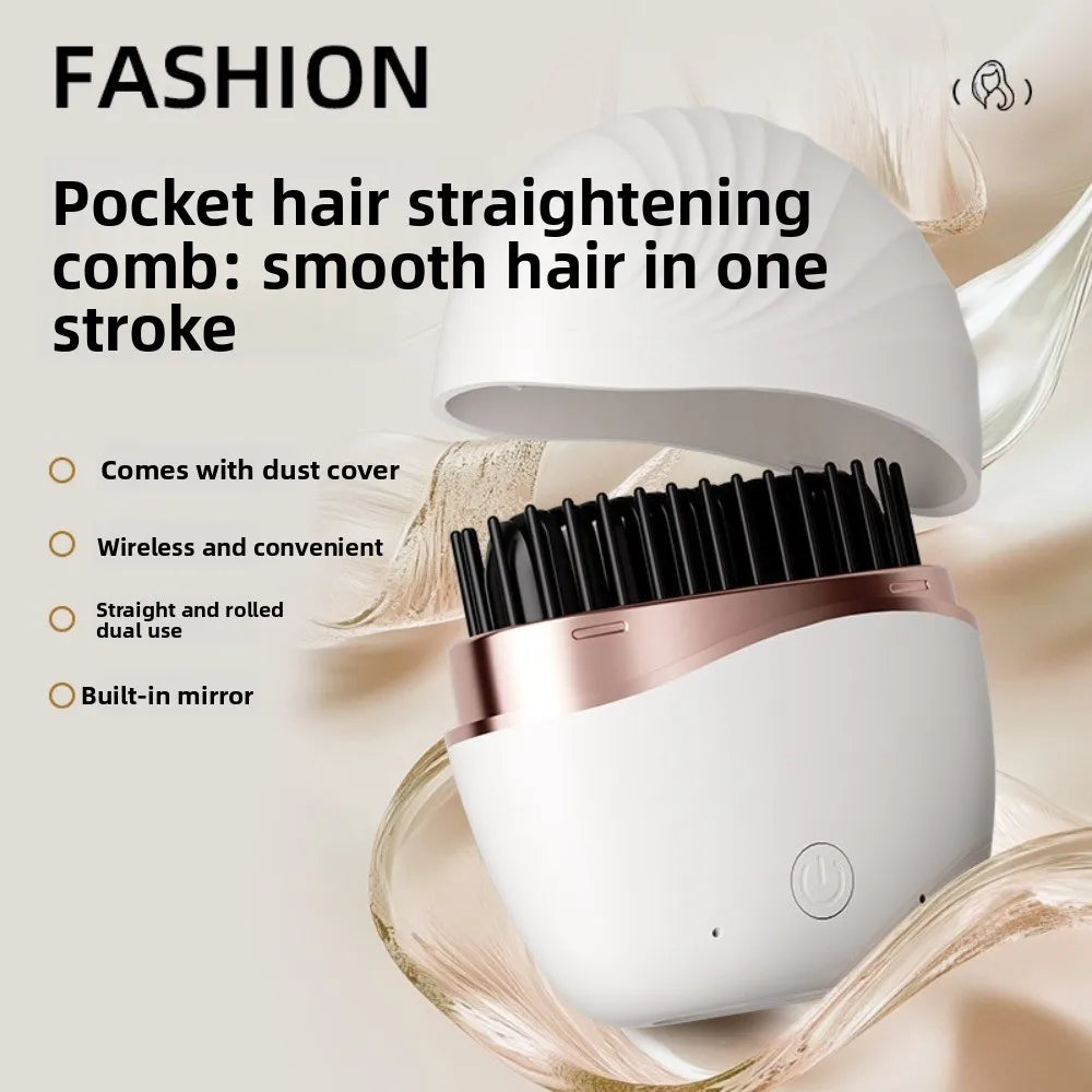 Multifunctional Electric Heating Hair Straightener Brush Portable Rechargeable Mini Straightener Hairdressing Tool Hot Comb Zpaxo