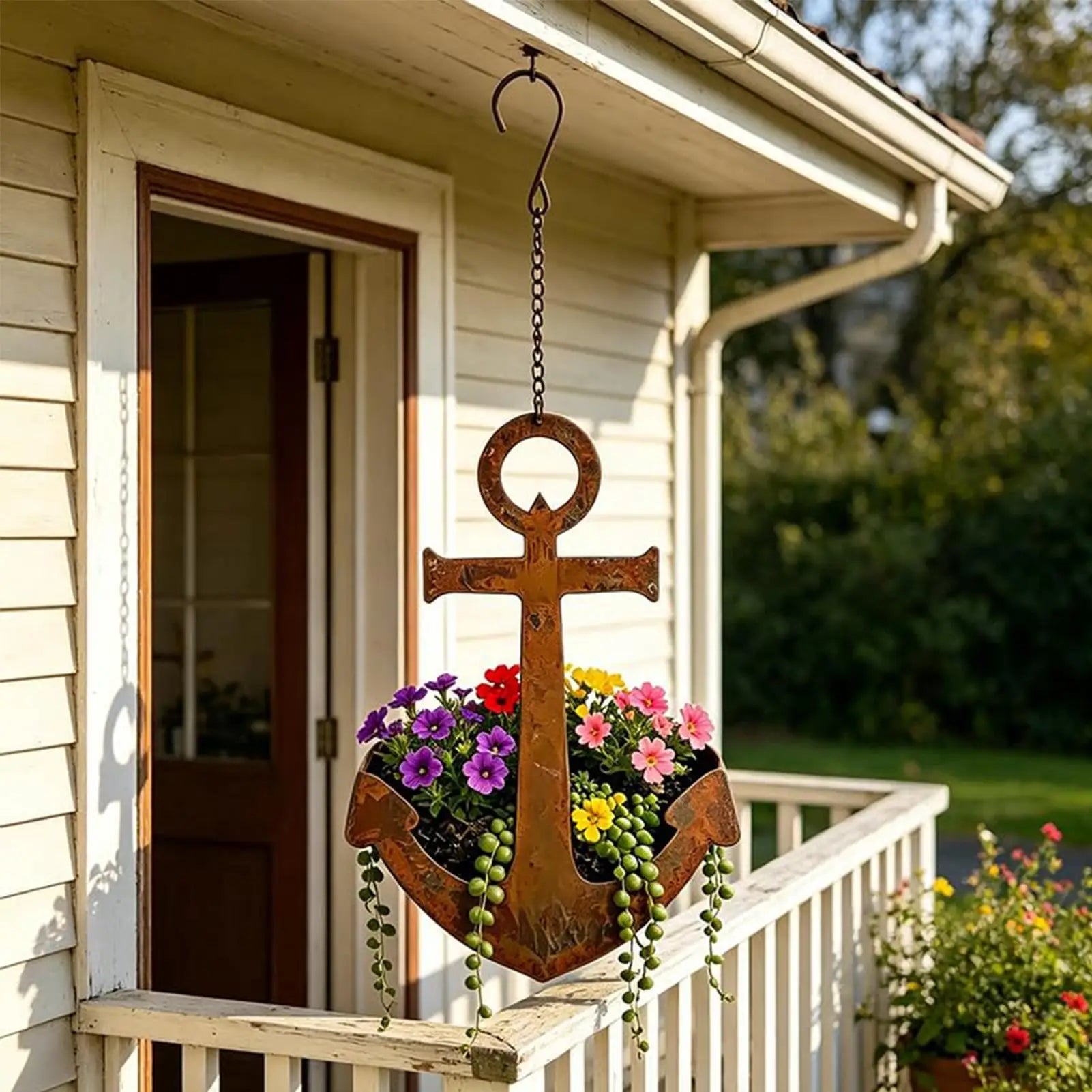 Nautical Planter Metal Retro Flower Container Hangable Pots