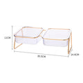 Pet Double Bowl Transparent Foot Cat Drink Water Food Golden Stand