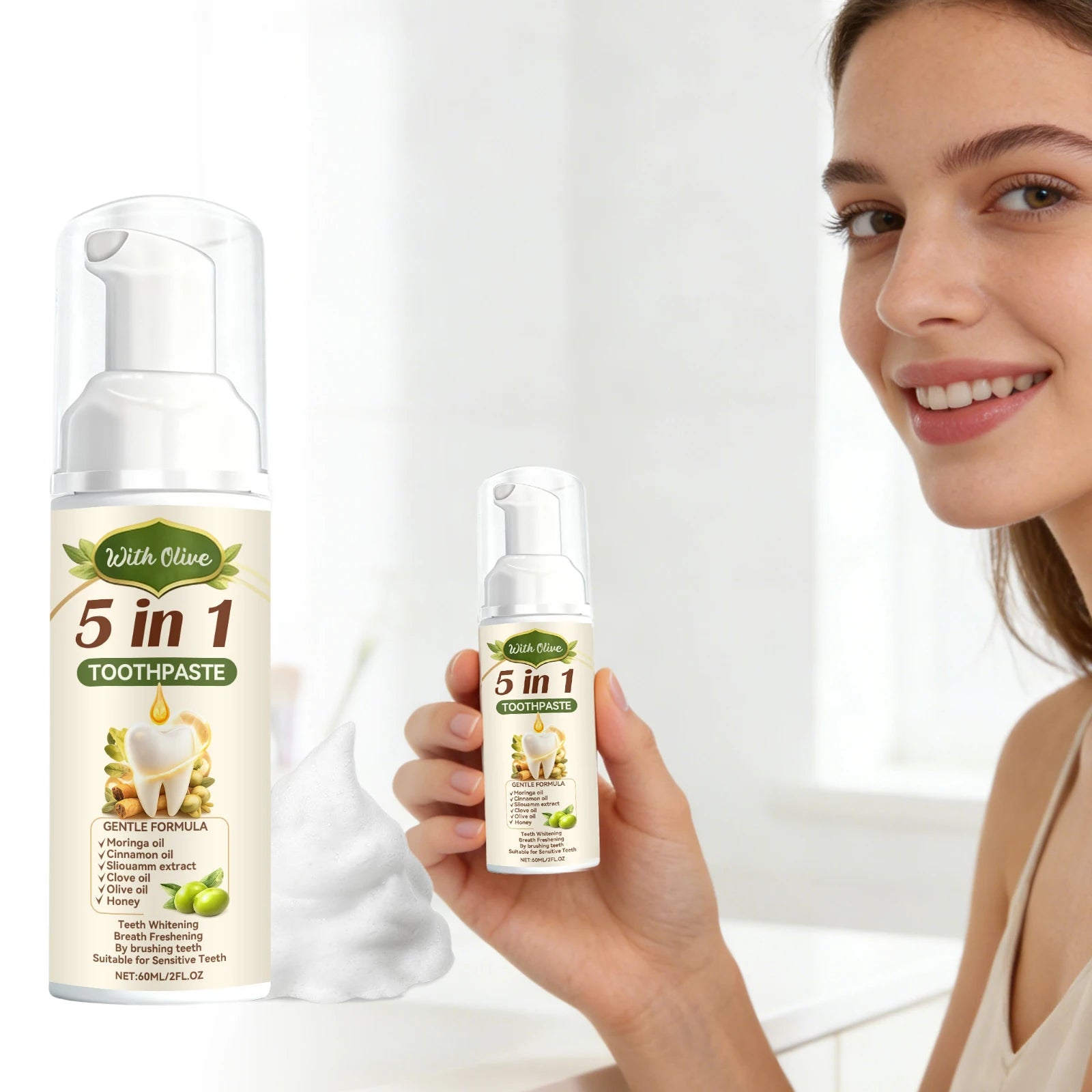 Olive Teeth Clean Toothpaste Mild Foaming Deep Cleaning Offer Oral Health Environment Keep Freshness Breath Portable Toothpaste Zpaxo