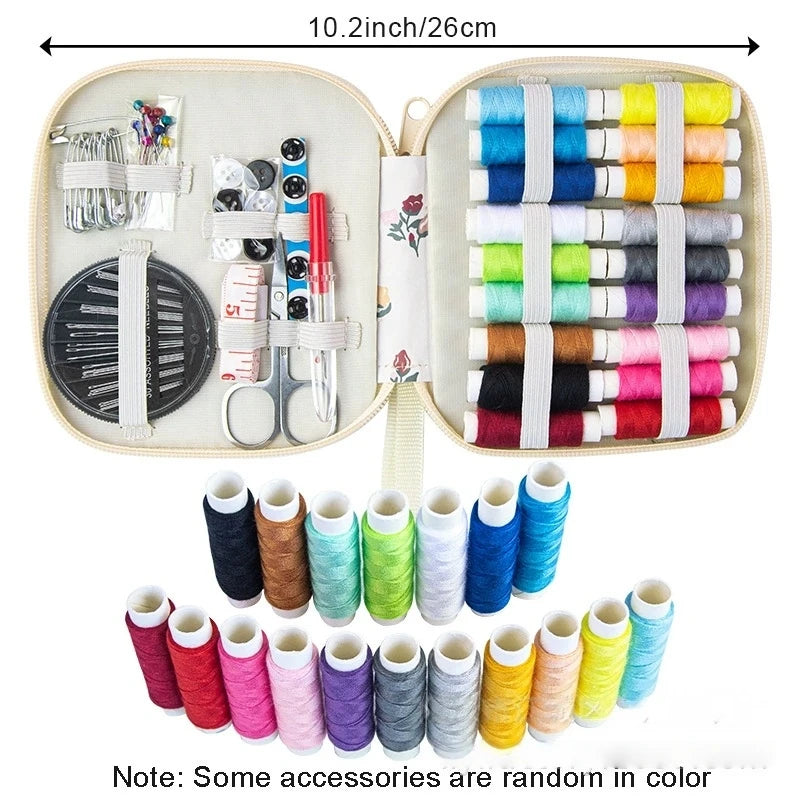 Portable Sewing Kit Complete Set with Threads Needles Scissors Tape Measure Buttons Embroidery Thread Handwork Sewing Tools Kit Zpaxo