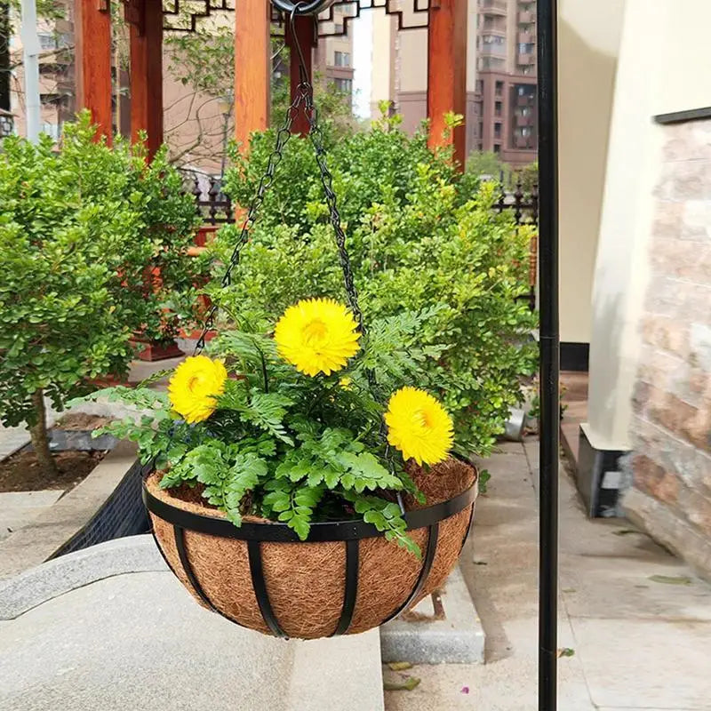 Coconut Brown Round Iron Chain Hanging Basket Flower Pot, European Creative Meat Green Plant Hanging Blue Flower Pot Zpaxo