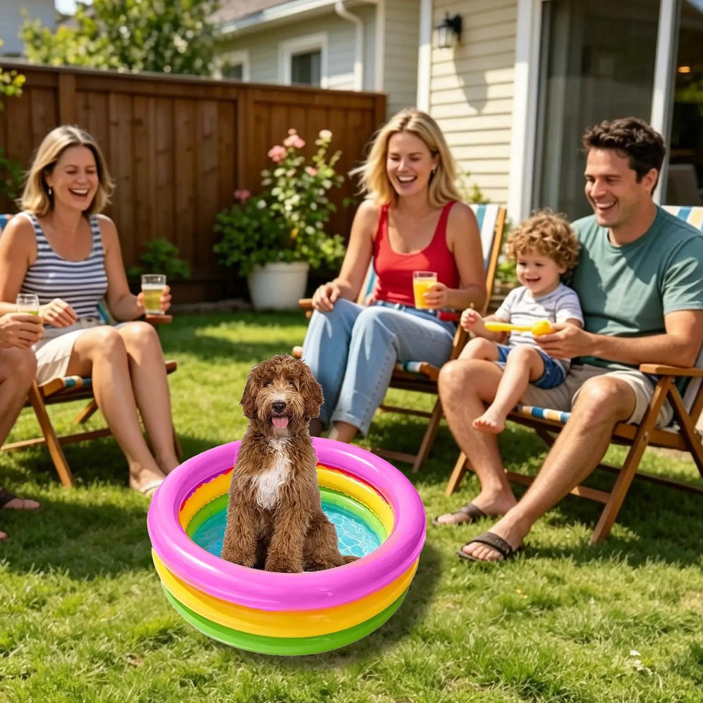 Pool For Dogs 60x25cm Inflatable Rainbow Bath Tub Cat Bathing Foldable Dog Pool For Outdoor Garden Backyard Beach Summer Camping Zpaxo