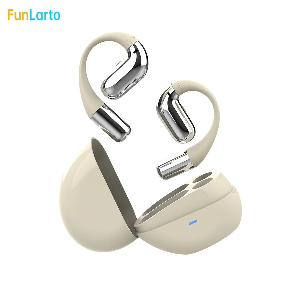 Open-ear Bluetooth Headphones Wireless Headset Earbuds Surroundings Zpaxo Ivory